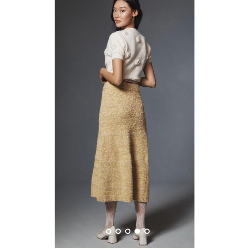 Mare Mare Mustard Yellow A line Knit Midi Skirt M - Picture 6 of 6